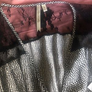 Black and White dress with lace shoulders.